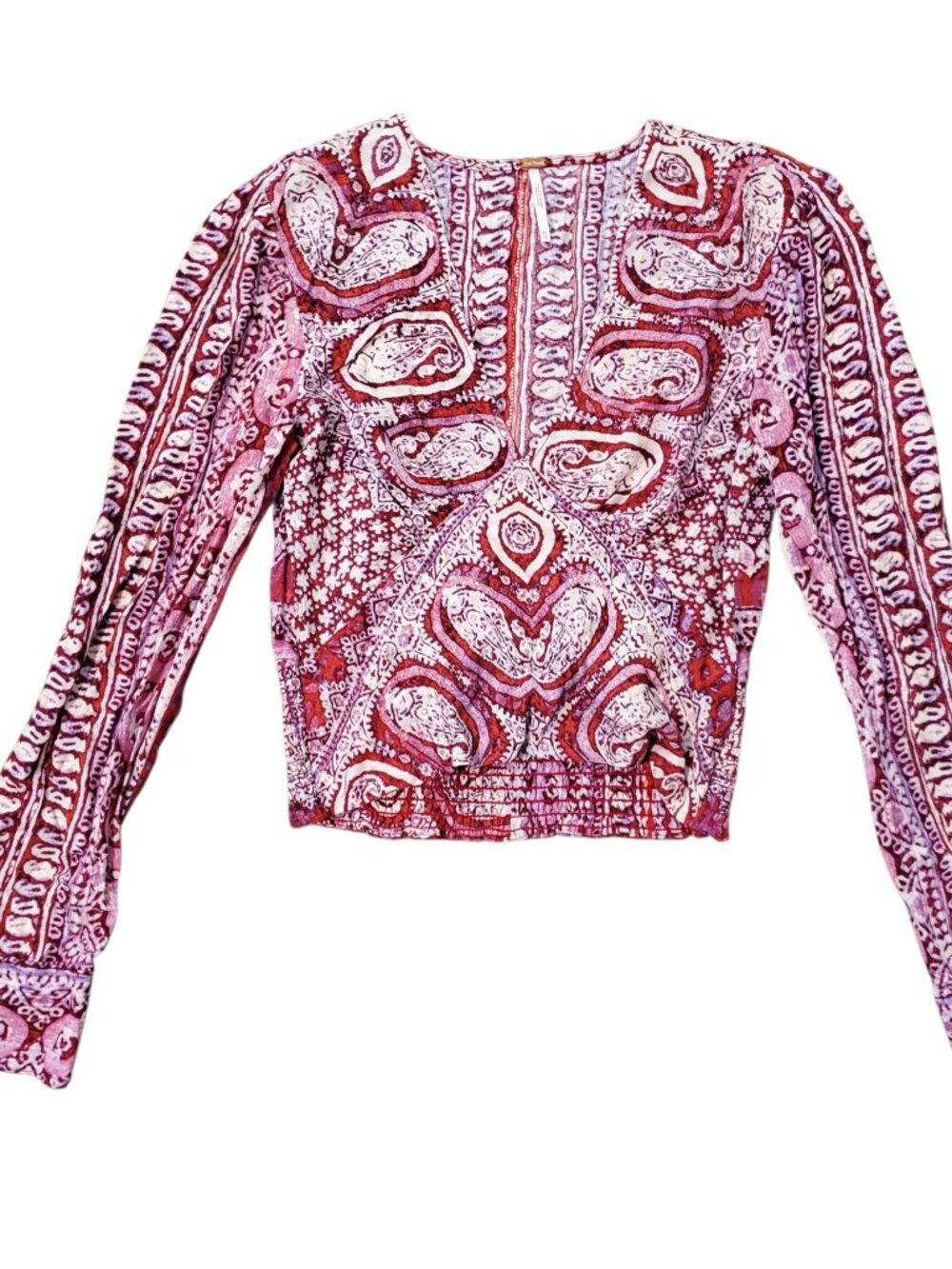 NWT Free People Wild and Free Paisley Cropped V-Neck Boho Top - XS